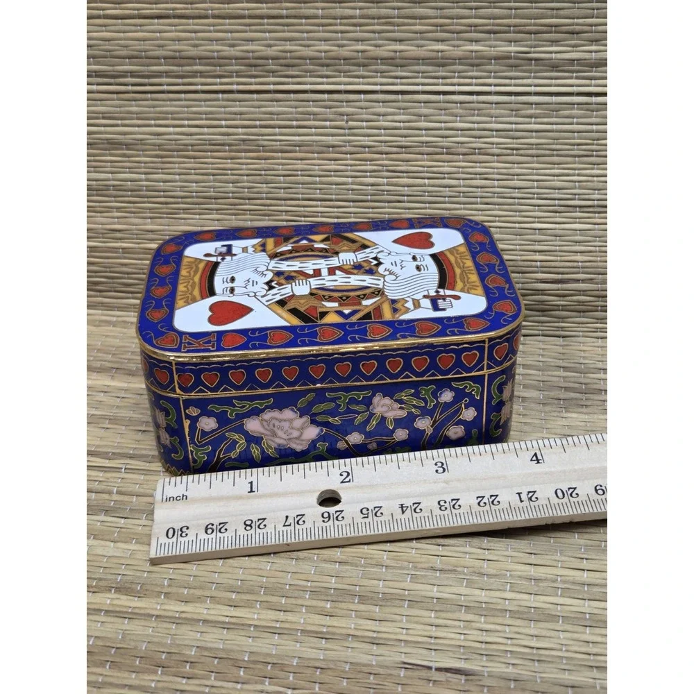 Vintage Bombay Company King of Hearts Enamel Cloisonne Trinket Box Empty